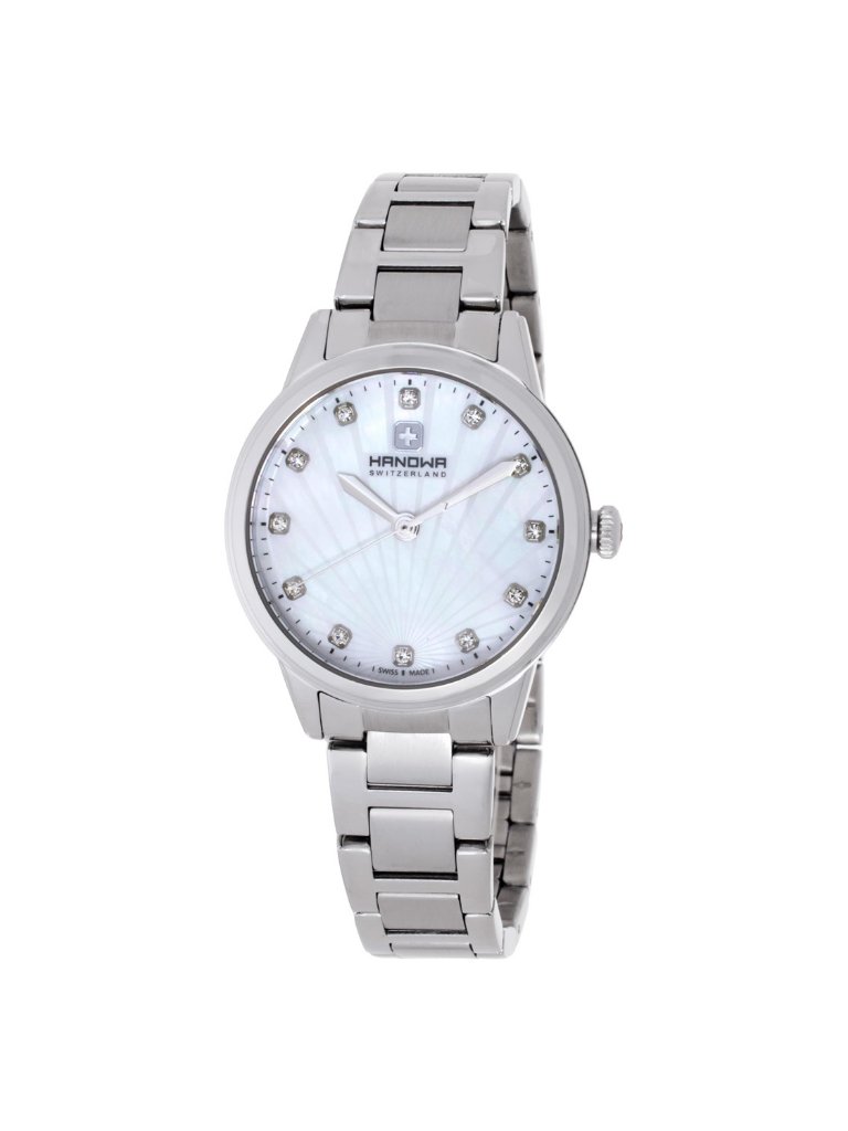 Nwt Hanowa Canova Quartz White Mother Of Pearl Dial Ladies Watch